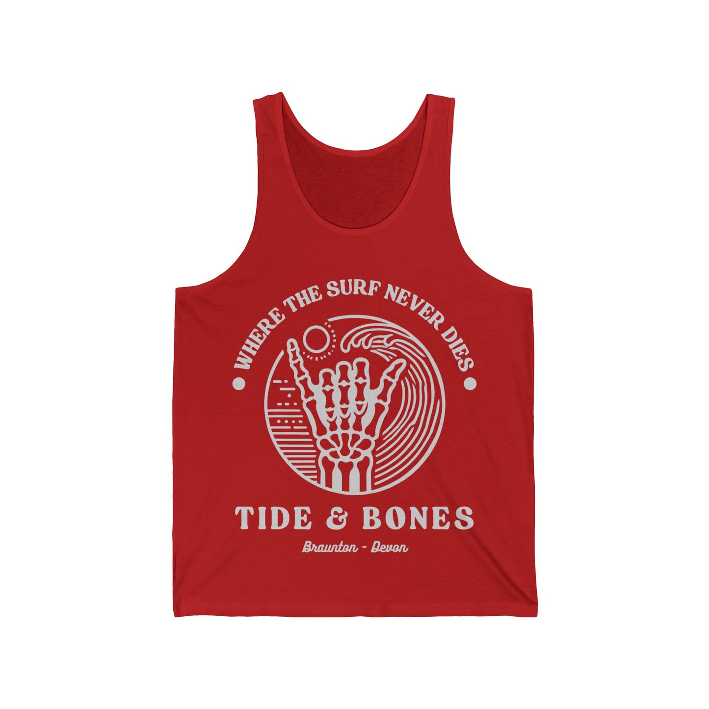 Tank Top Vest - Tide & Bones 'Where the surf never dies' Beach Vibes Unisex Jersey