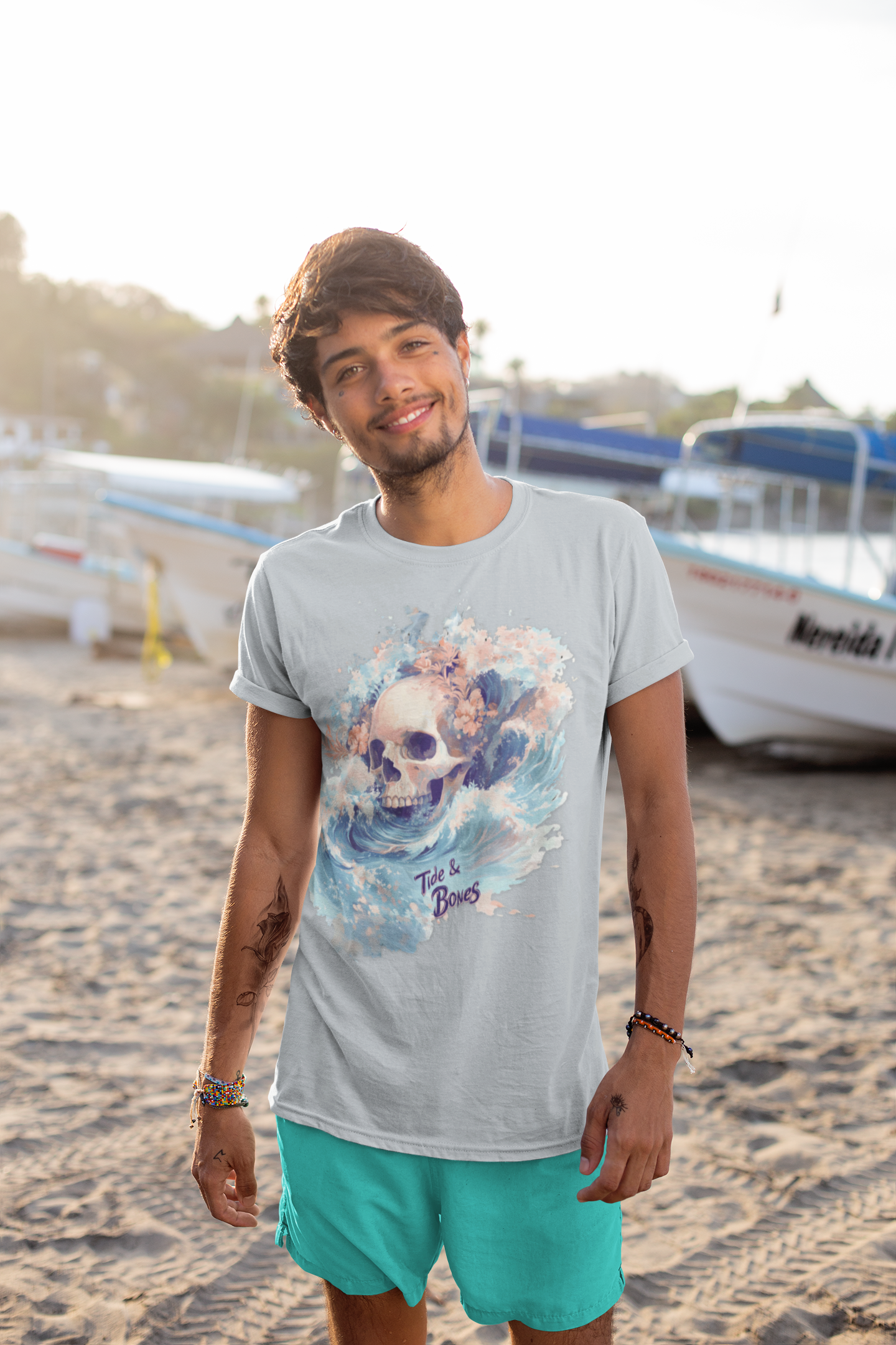 Skull with crashing wave T-shirt