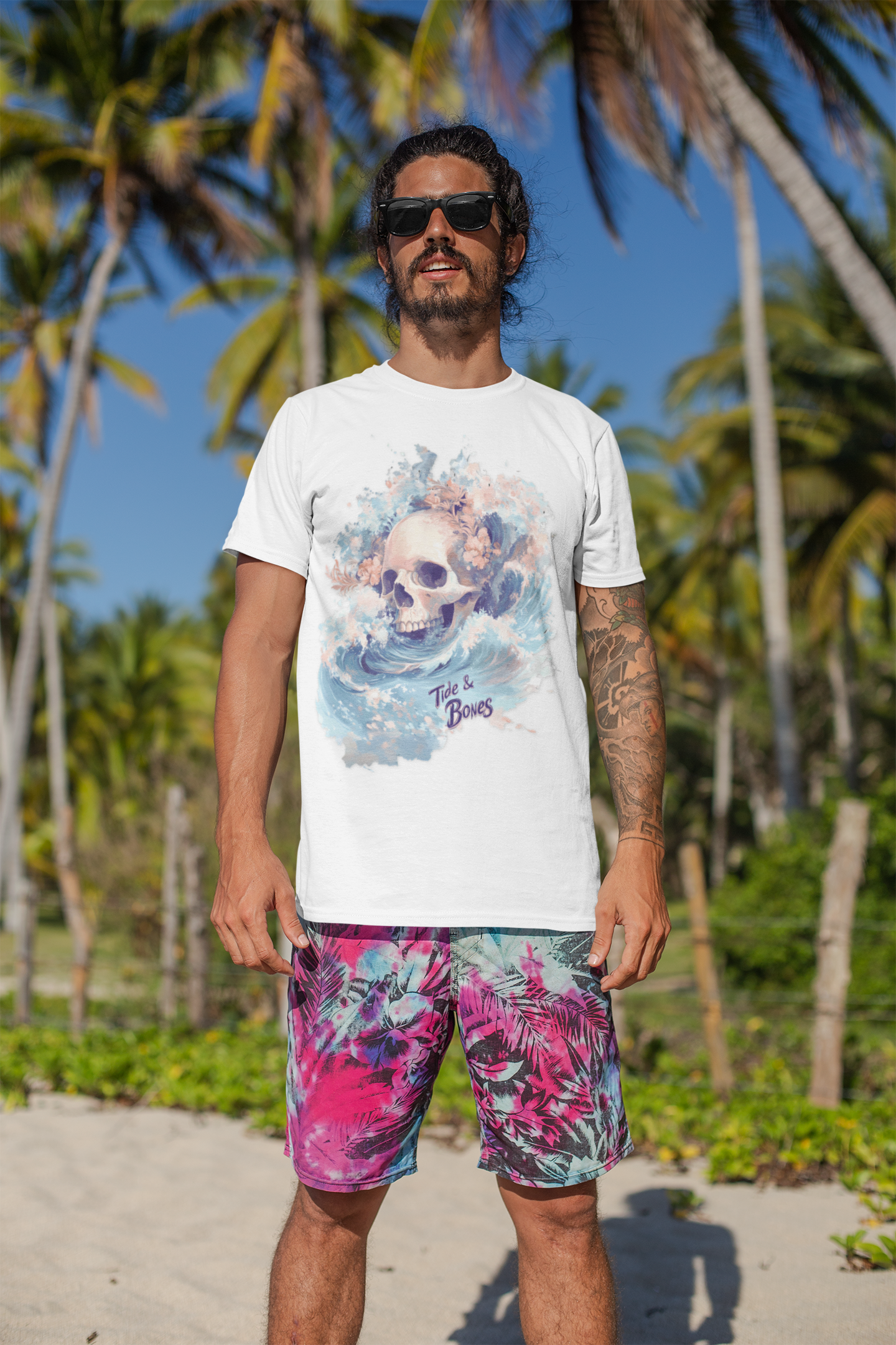 Skull with crashing wave T-shirt