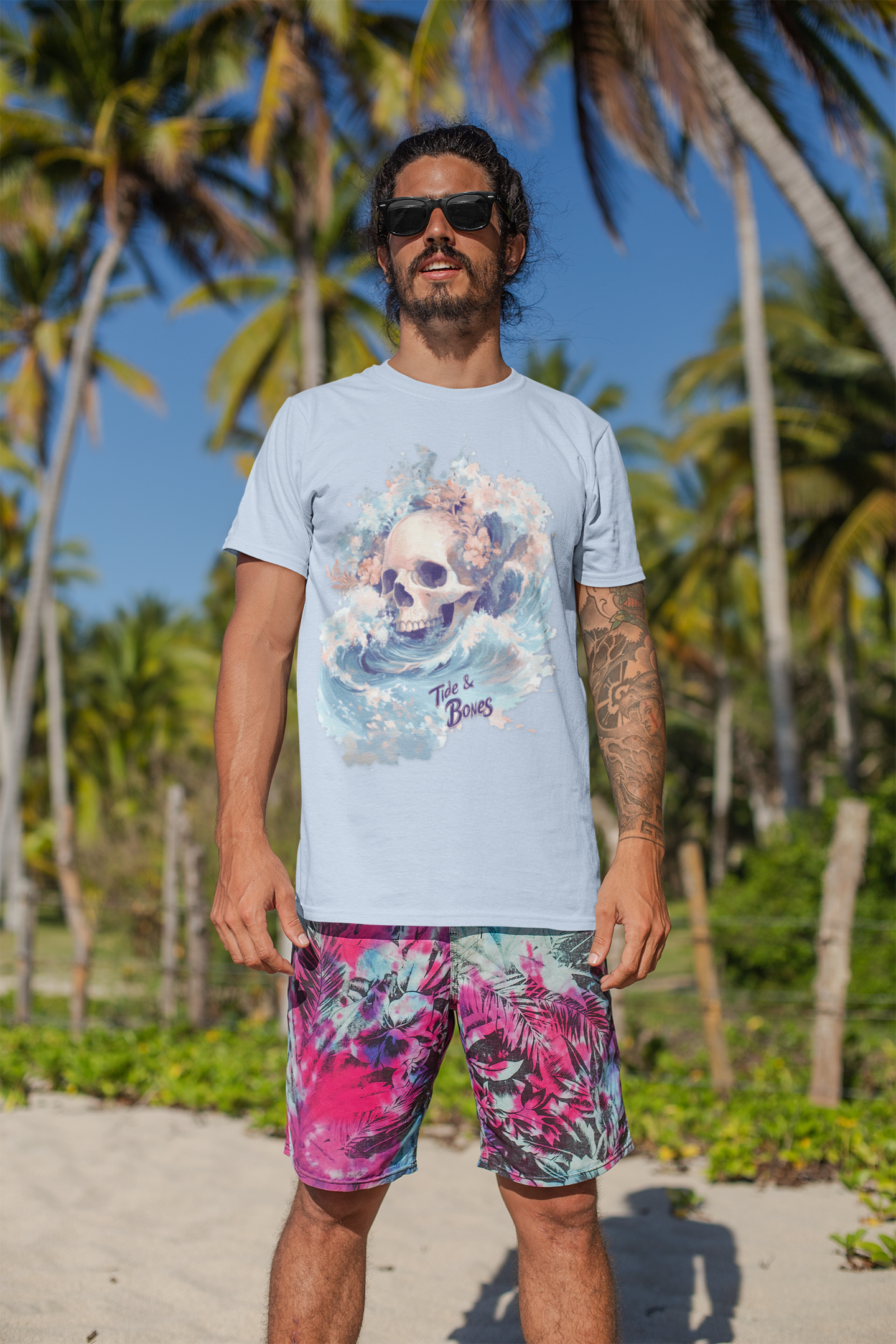 Skull with crashing wave T-shirt