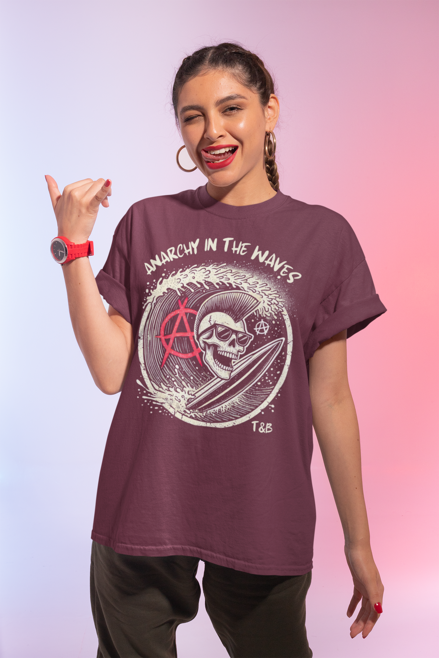 Anarchy in the Waves Punk Skull Design