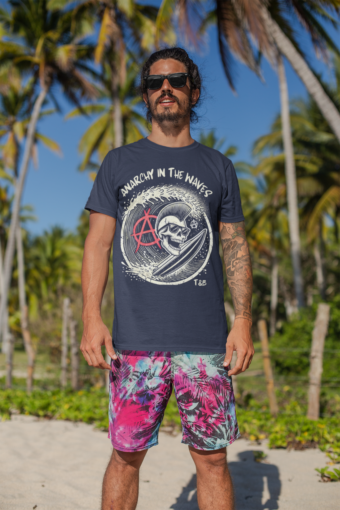 Anarchy in the Waves Punk Skull Design