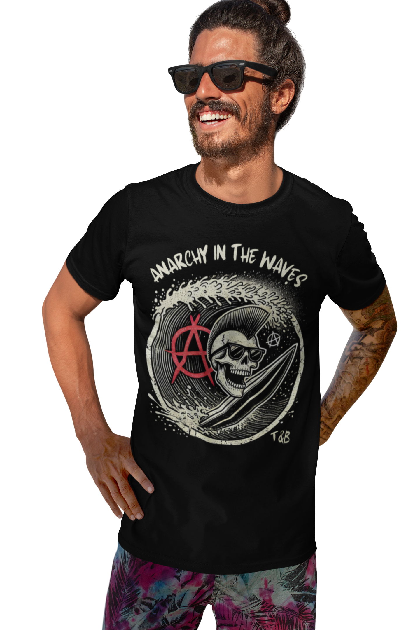 Anarchy in the Waves Punk Skull Design