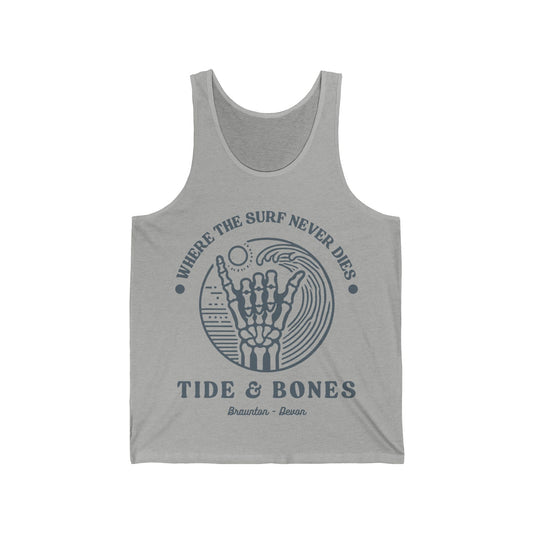 Tank Top Vest - Tide & Bones 'Where the surf never dies' Beach Vibes Unisex Jersey
