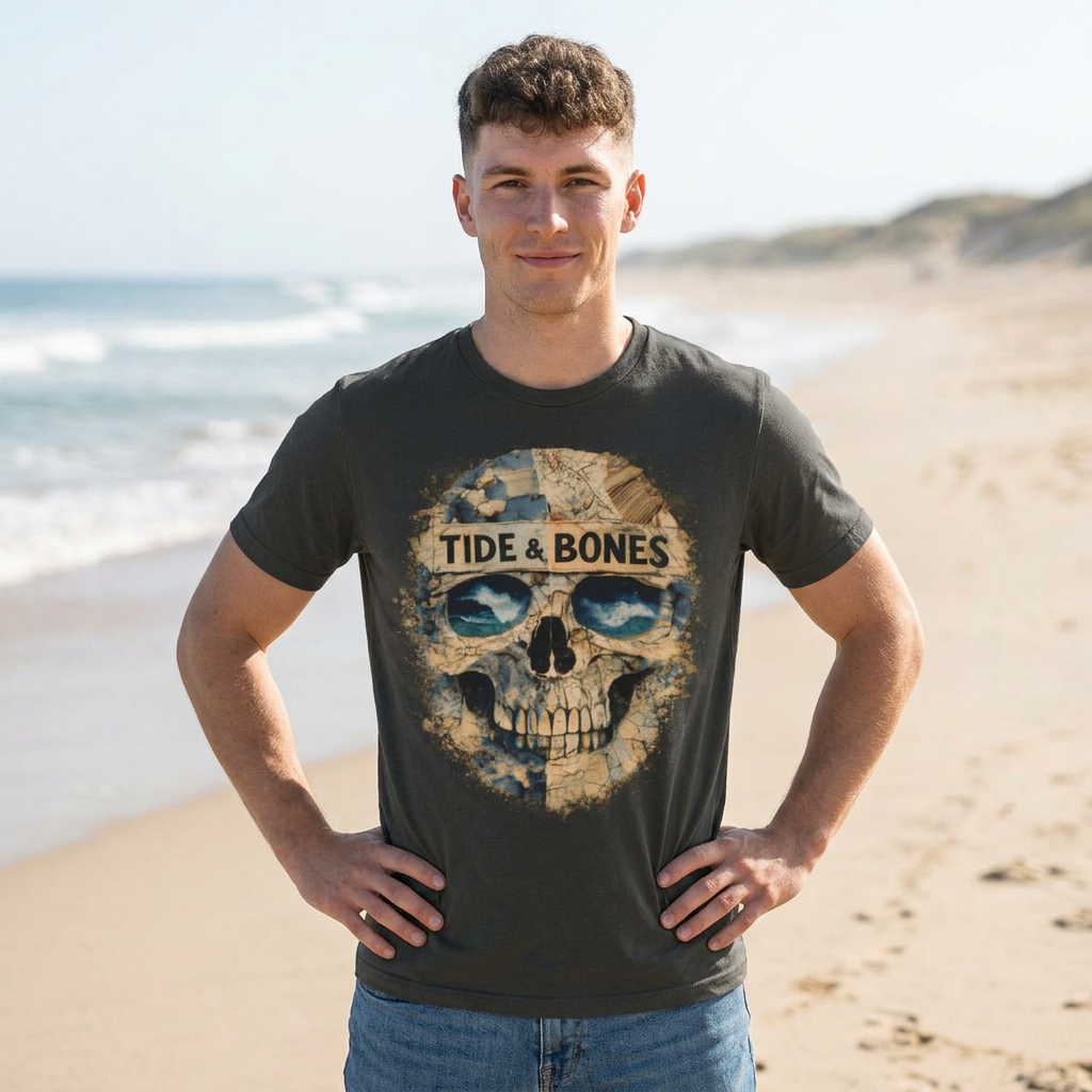 Tide & Bones Skull Tee — Coastal Skull Graphic T-Shirt